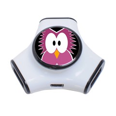 Pink Owl 3-port Usb Hub by Valentinaart