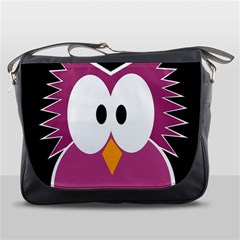 Pink owl Messenger Bags