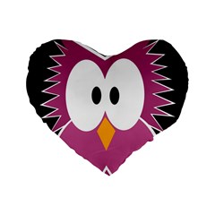 Pink owl Standard 16  Premium Heart Shape Cushions