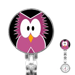 Pink owl Stainless Steel Nurses Watch