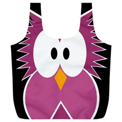 Pink Owl Full Print Recycle Bags (l)  by Valentinaart