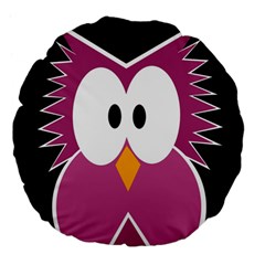 Pink owl Large 18  Premium Flano Round Cushions