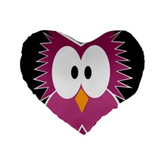 Pink Owl Standard 16  Premium Flano Heart Shape Cushions by Valentinaart