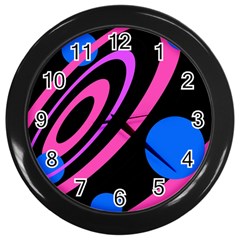 Pink And Blue Twist Wall Clocks (black) by Valentinaart