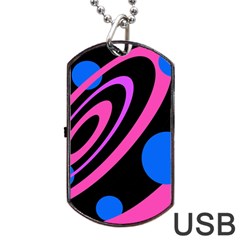 Pink And Blue Twist Dog Tag Usb Flash (one Side)