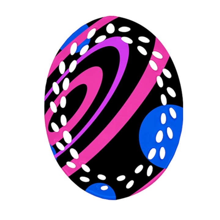 Pink and blue twist Oval Filigree Ornament (2-Side) 