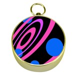 Pink and blue twist Gold Compasses Front