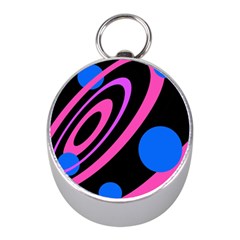 Pink And Blue Twist Mini Silver Compasses