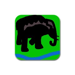 Elephand Rubber Square Coaster (4 Pack)  by Valentinaart