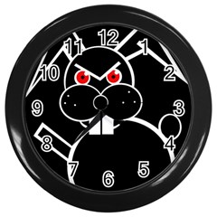 Evil Rabbit Wall Clocks (black) by Valentinaart