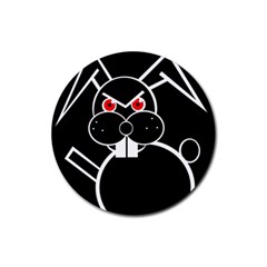 Evil Rabbit Rubber Coaster (round)  by Valentinaart