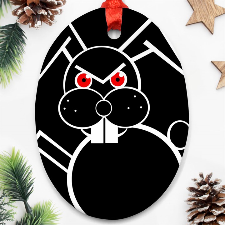 Evil rabbit Oval Ornament (Two Sides)