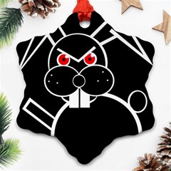 Evil Rabbit Snowflake Ornament (2-side) by Valentinaart