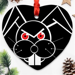 Evil Rabbit Heart Ornament (2 Sides) by Valentinaart