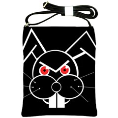 Evil Rabbit Shoulder Sling Bags by Valentinaart