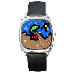 Beach Square Metal Watch by Valentinaart