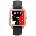 Man Rose Gold Leather Watch  Front