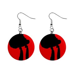 Red And Black Abstraction Mini Button Earrings by Valentinaart