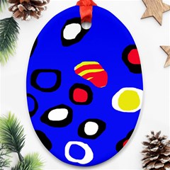 Blue Pattern Abstraction Ornament (oval)  by Valentinaart