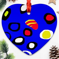 Blue Pattern Abstraction Ornament (heart)  by Valentinaart