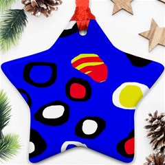 Blue Pattern Abstraction Ornament (star)  by Valentinaart