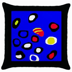 Blue Pattern Abstraction Throw Pillow Case (black) by Valentinaart