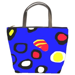 Blue Pattern Abstraction Bucket Bags by Valentinaart