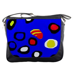 Blue Pattern Abstraction Messenger Bags by Valentinaart