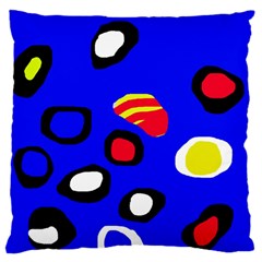 Blue Pattern Abstraction Large Flano Cushion Case (one Side) by Valentinaart