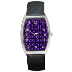 Dots Pattern Purple Barrel Style Metal Watch by BrightVibesDesign