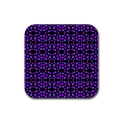 Dots Pattern Purple Rubber Coaster (square)  by BrightVibesDesign