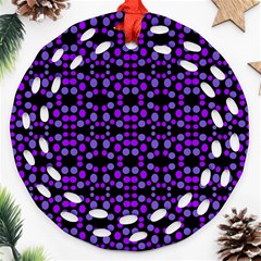 Dots Pattern Purple Round Filigree Ornament (2side) by BrightVibesDesign