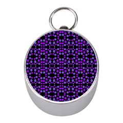 Dots Pattern Purple Mini Silver Compasses by BrightVibesDesign