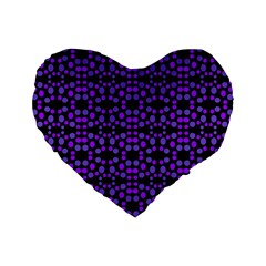 Dots Pattern Purple Standard 16  Premium Flano Heart Shape Cushions by BrightVibesDesign