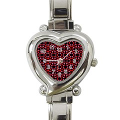 Dots Pattern Red Heart Italian Charm Watch by BrightVibesDesign