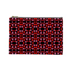 Dots Pattern Red Cosmetic Bag (large)  by BrightVibesDesign