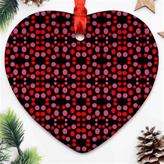 Dots Pattern Red Heart Ornament (2 Sides) by BrightVibesDesign