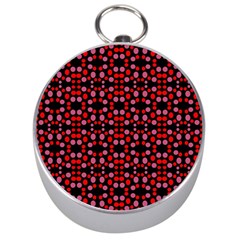 Dots Pattern Red Silver Compasses by BrightVibesDesign