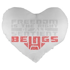 Freedom Is The Right Grunge Large 19  Premium Heart Shape Cushions by justinwhitdesigns