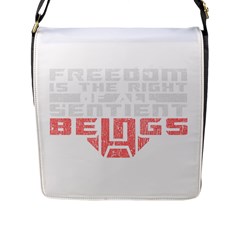 Freedom Is The Right Grunge Flap Messenger Bag (l)  by justinwhitdesigns