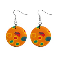 Orange Abstraction Mini Button Earrings by Valentinaart