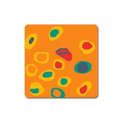 Orange Abstraction Square Magnet by Valentinaart