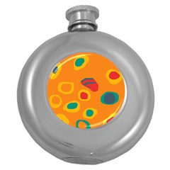 Orange Abstraction Round Hip Flask (5 Oz) by Valentinaart