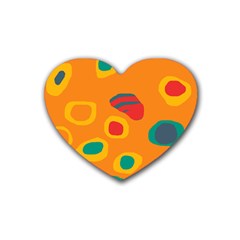 Orange Abstraction Rubber Coaster (heart)  by Valentinaart