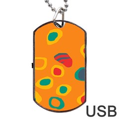 Orange Abstraction Dog Tag Usb Flash (two Sides)  by Valentinaart