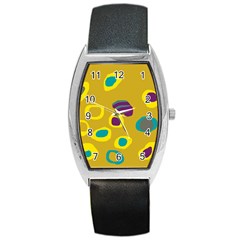 Yellow Abstraction Barrel Style Metal Watch by Valentinaart