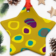 Yellow Abstraction Star Ornament (two Sides)  by Valentinaart