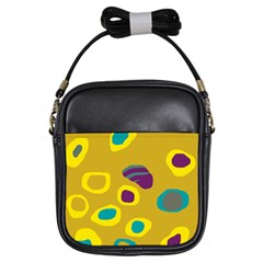 Yellow Abstraction Girls Sling Bags by Valentinaart