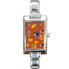 Orange Abstraction Rectangle Italian Charm Watch by Valentinaart