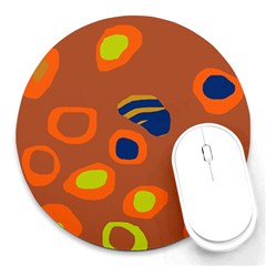 Orange Abstraction Round Mousepads by Valentinaart